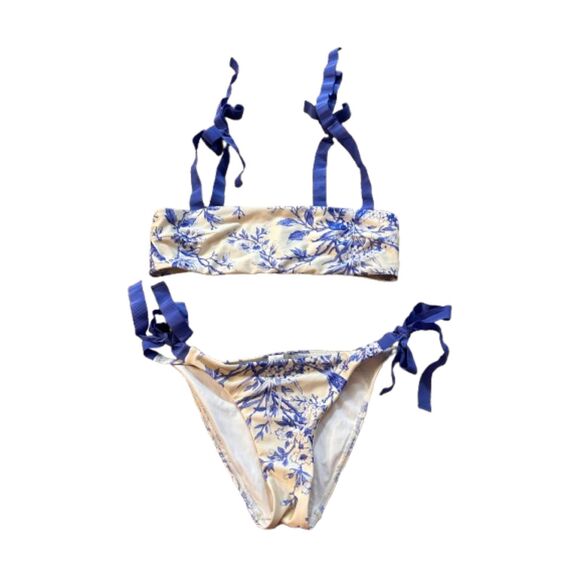 RARE Zimmerman Verity Tie Bandeau Bikini Set, Blue & White 6-8 - Picture 4 of 8